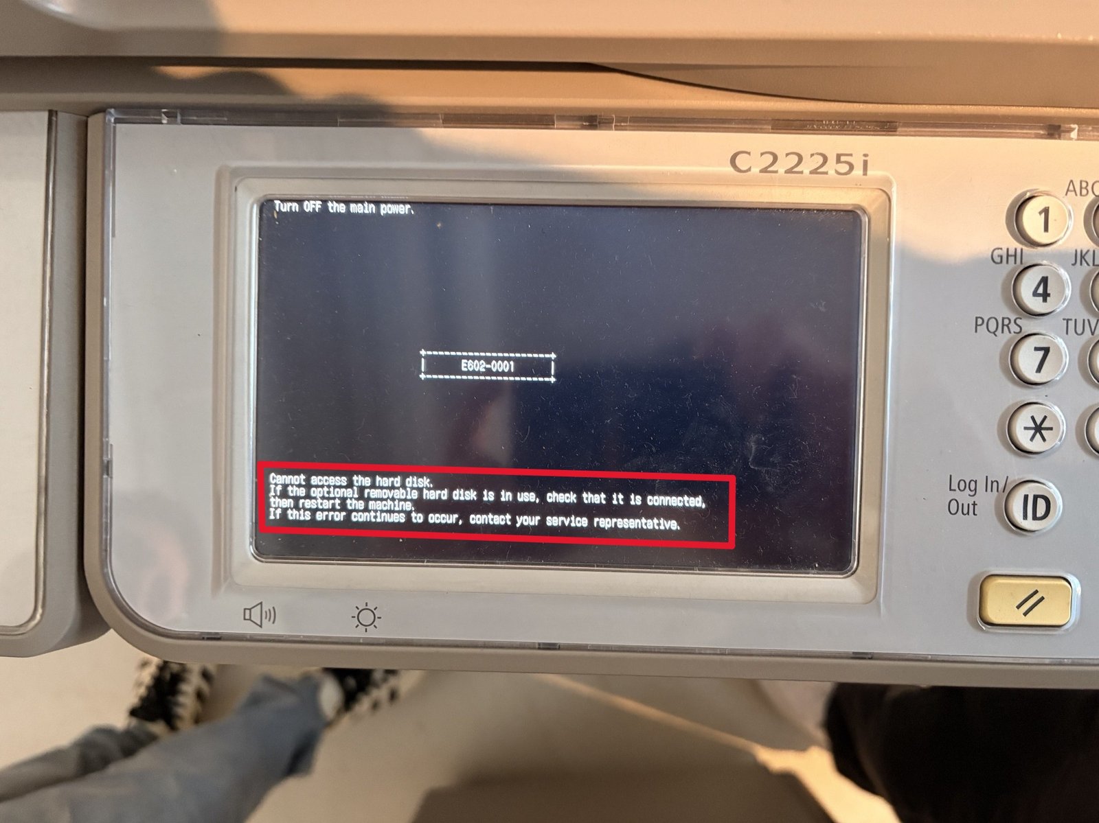 Imprimante après extraction du disque dur