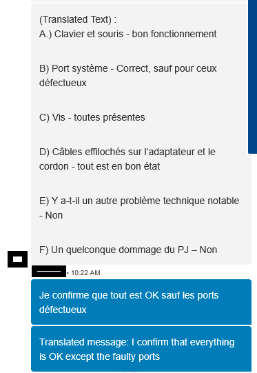 Échange avec le support technique Dell - Étape 2