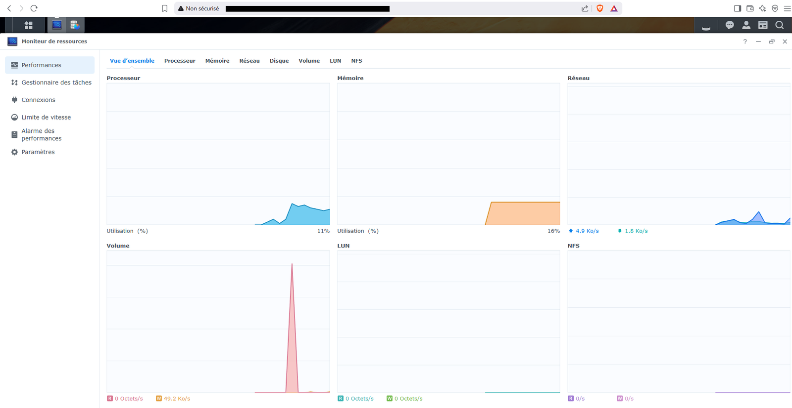 Interface de configuration NAS 5
