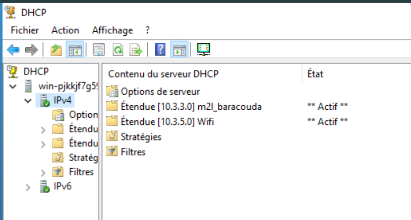 Configuration des étendues DHCP