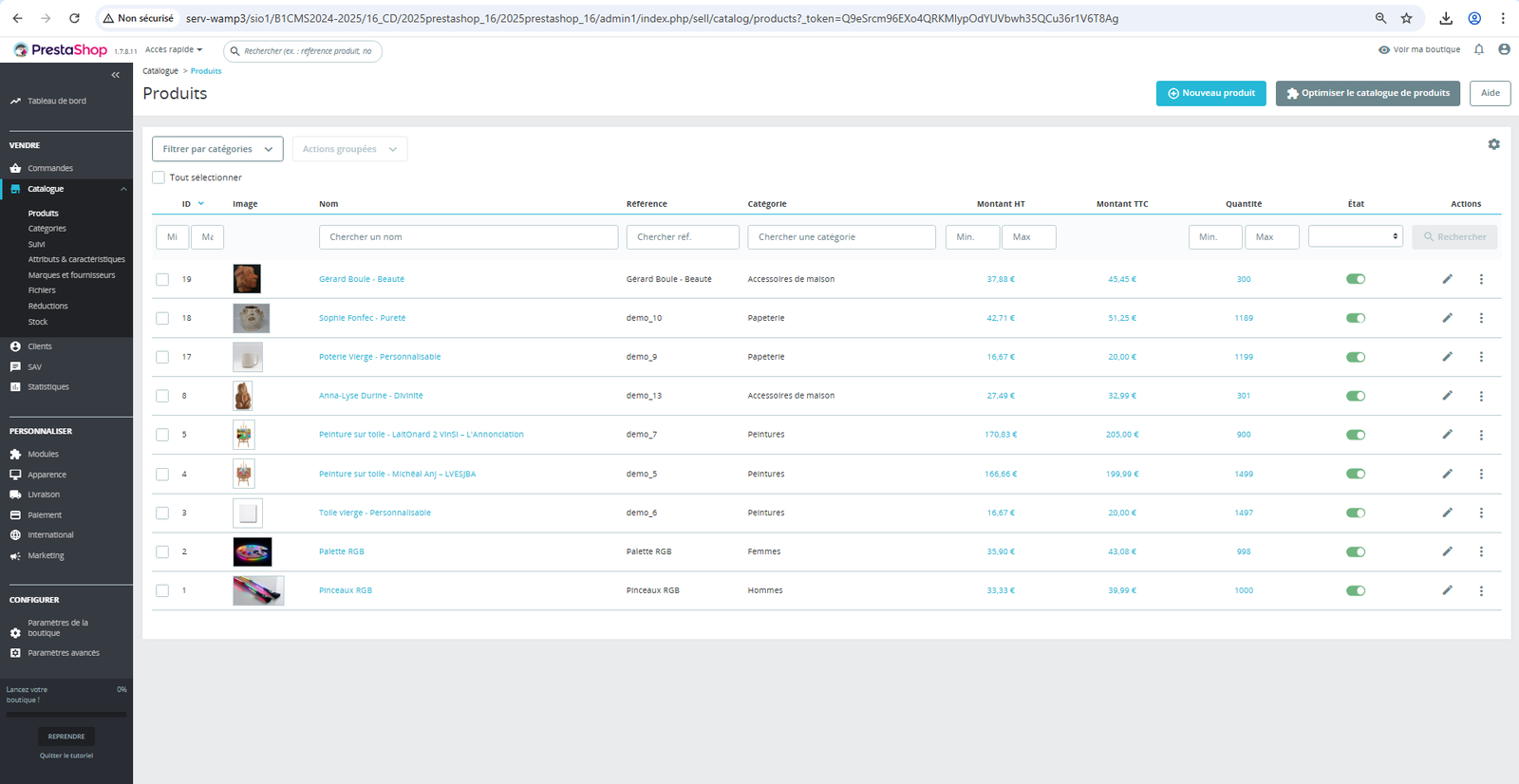 Catalogue PrestaShop