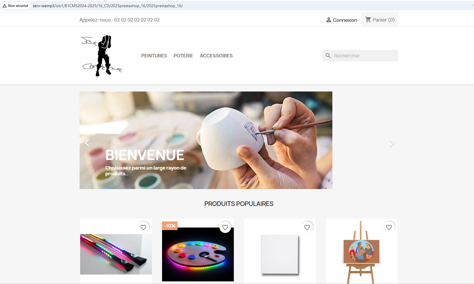 Accueil du site PrestaShop