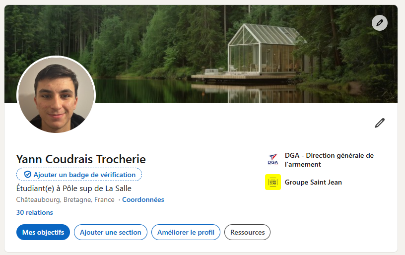 Capture du compte LinkedIn de Yann Coudrais Trocherie