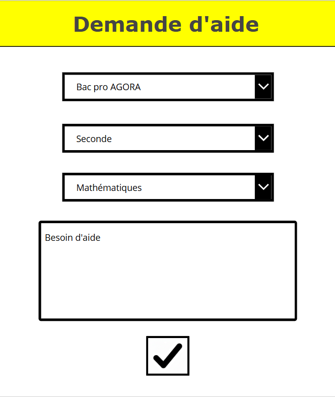 Interface de création de demande