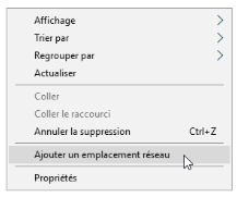 Menu contextuel réseau