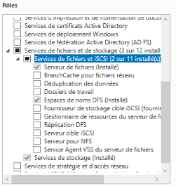 Rôle Espaces de noms DFS installé